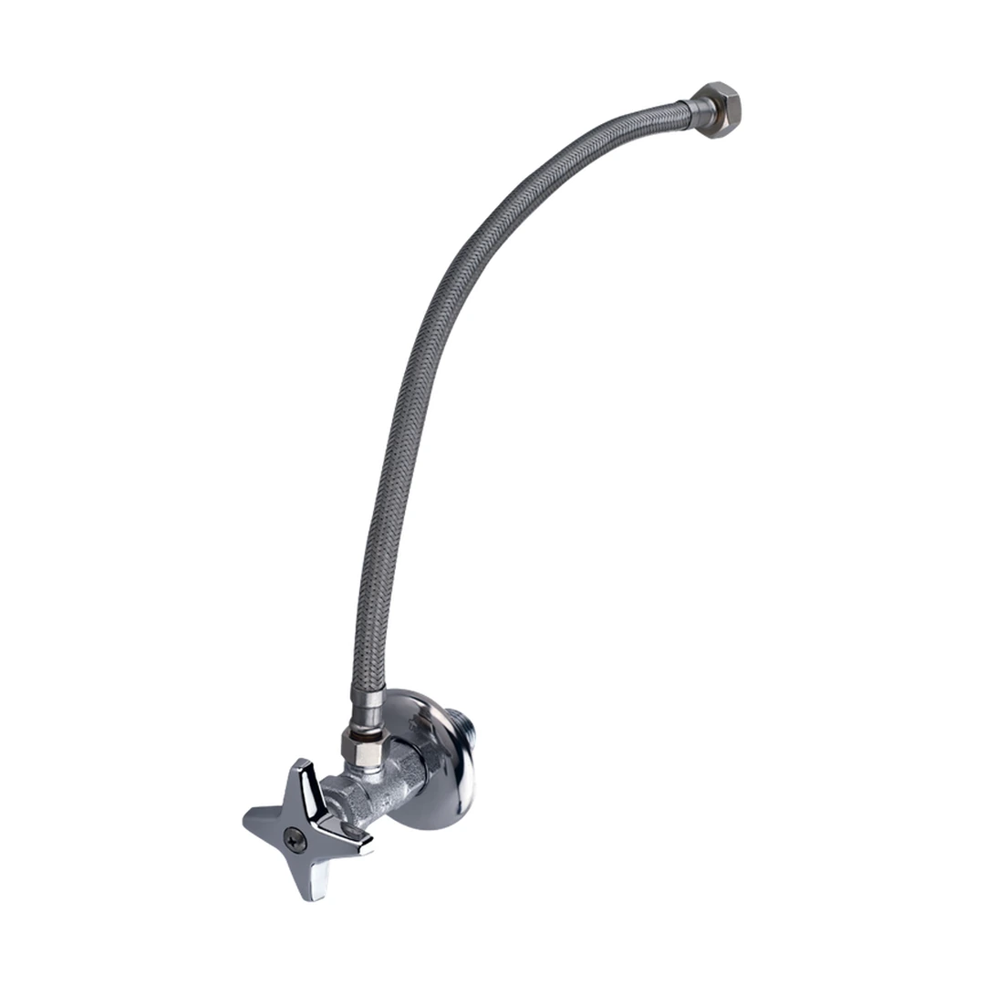 Conjunto llave angular metálica con manguera 16 para lavabo