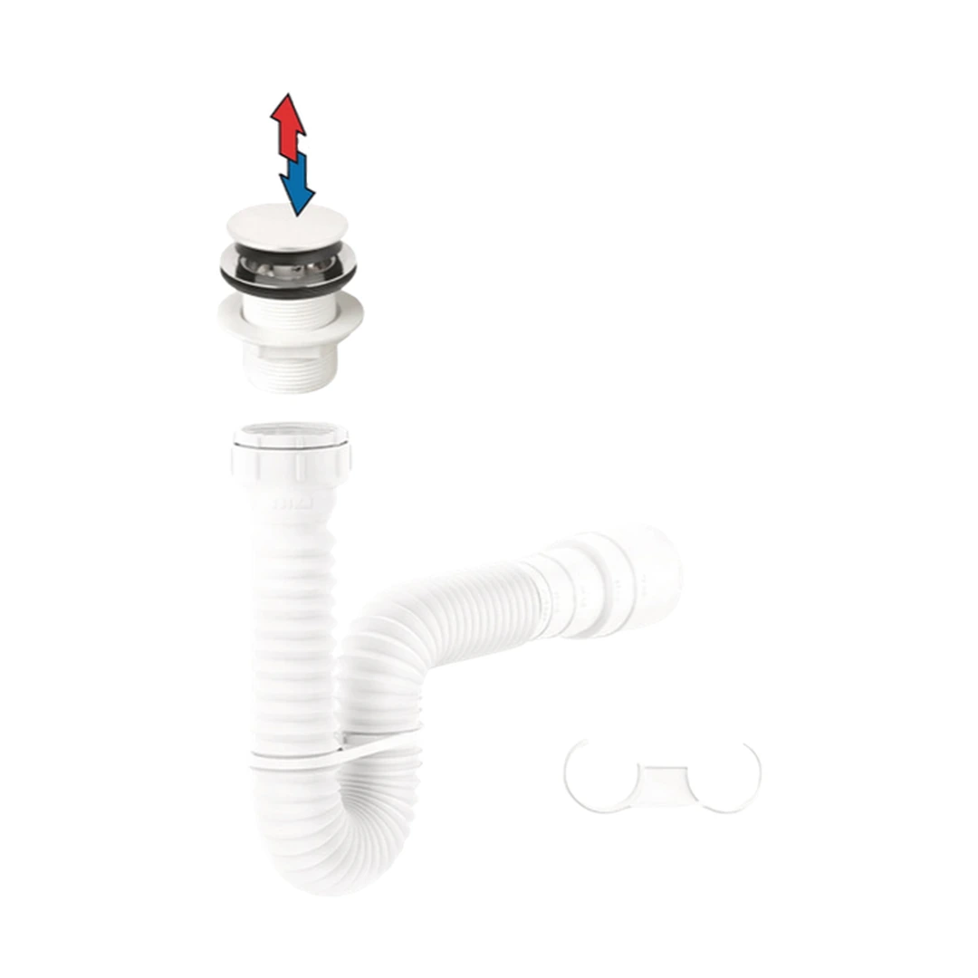 Sifón flexible premium con desagüe push